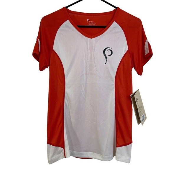 Prois Artemis Archery Shirt Small Womens Orange White Short Sleeve Pockets *Flaw - Picture 1 of 16